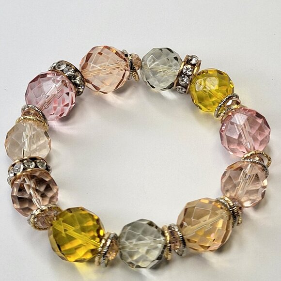 Multicolored Crystal Beaded Stretch Bracelet - Picture 2 of 10